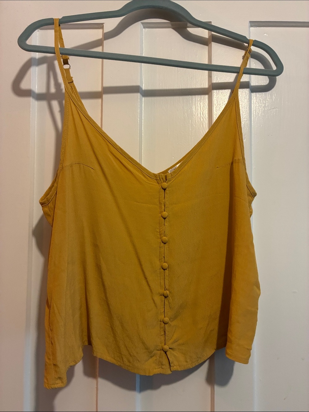 Streetwear Society Mustard Button-Front Spaghetti Strap Cami